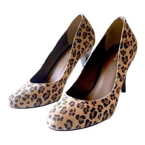 LIZ CLAIBORNE Leather/Suede Animal Print Wooden Heels 3.5” NWOT Brown Bl…
